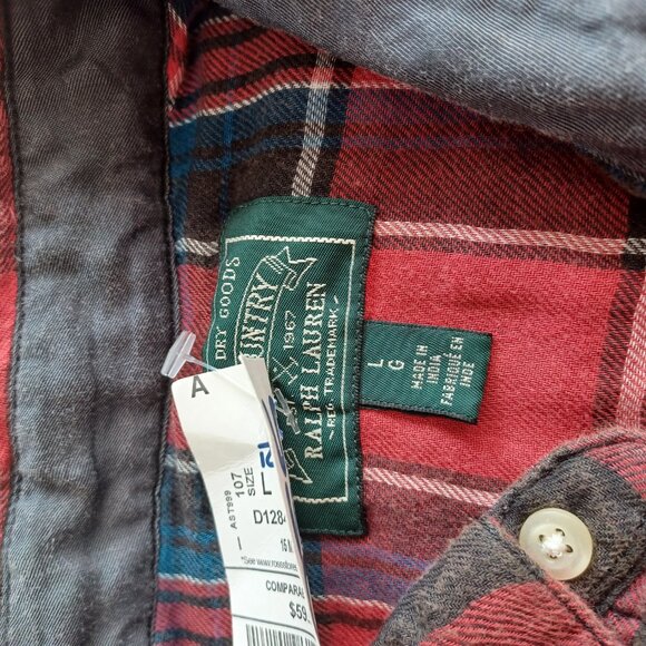SOLD!--Polo Country Ralph Lauren Buffalo Plaid Western Shirt, Size Large - Picture 5 of 10